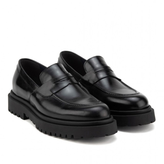 RAYMONT ΔΕΡΜΑΤΙΝΟ LOAFER ΜΑΥΡΟ