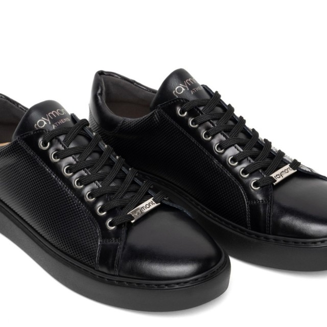 RAYMONT LEATHER CASUAL SNEAKERS BLACK