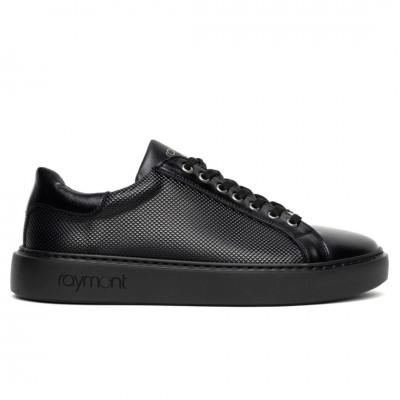 RAYMONT LEATHER CASUAL SNEAKERS BLACK