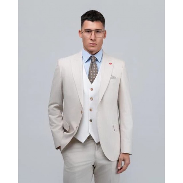 DEZIGN STRIPES SUIT BEIGE