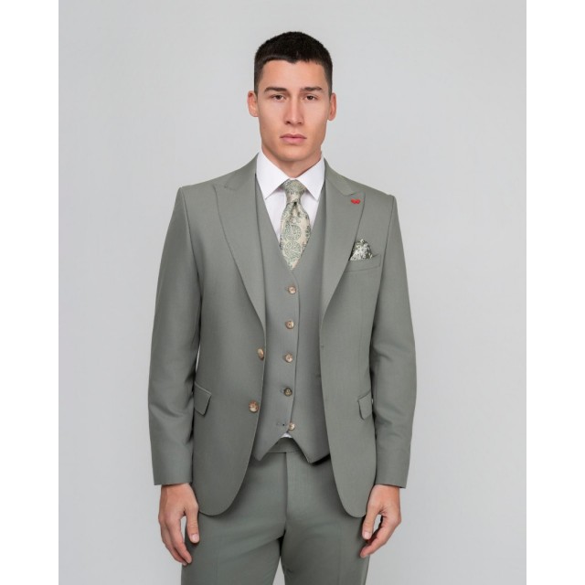 DEZIGN SUIT WITH VEST OLIVE