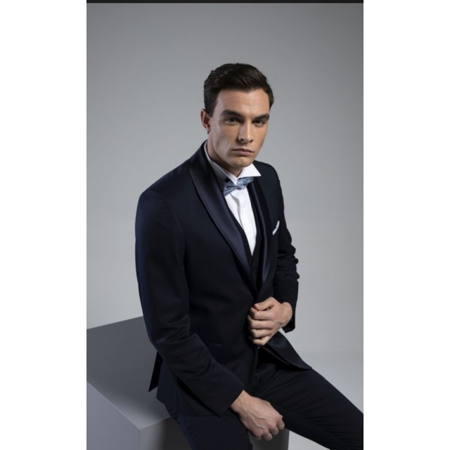 MAKIS TSELIOS Κοστούμι Navy Blue Γαμπριάτικο με Γιλέκο