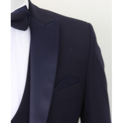 D-Zine Suit with Waistcoat Navy Blue
