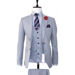 D-ZINE Suit  with Waistcoat Light Blue