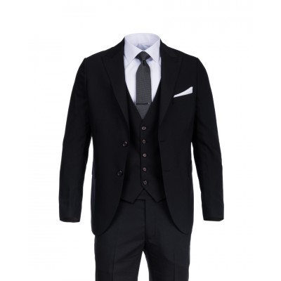 MASSIMO SUIT WITH VEST BLACK