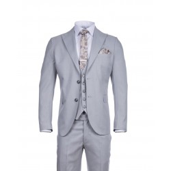 MASSIMO SUIT WITH VEST LIGHT GREY