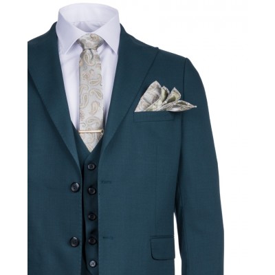 MASSIMO SUIT WITH VEST PETROL