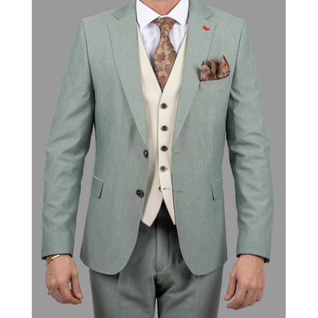 DEZIGN  Κοστούμι Μέντα με Γιλέκο Διπλής Όψης