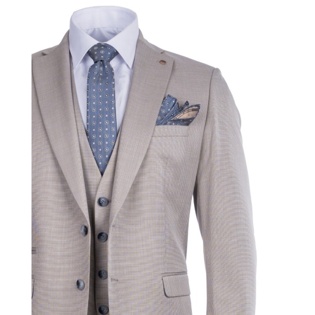 MAKIS TSELIOS SUIT WITH VEST BEIGE
