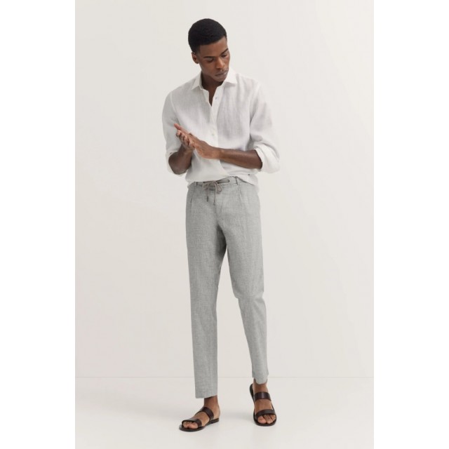 BUGATTI PANTS COTTON LINEN MIX DARK GREY