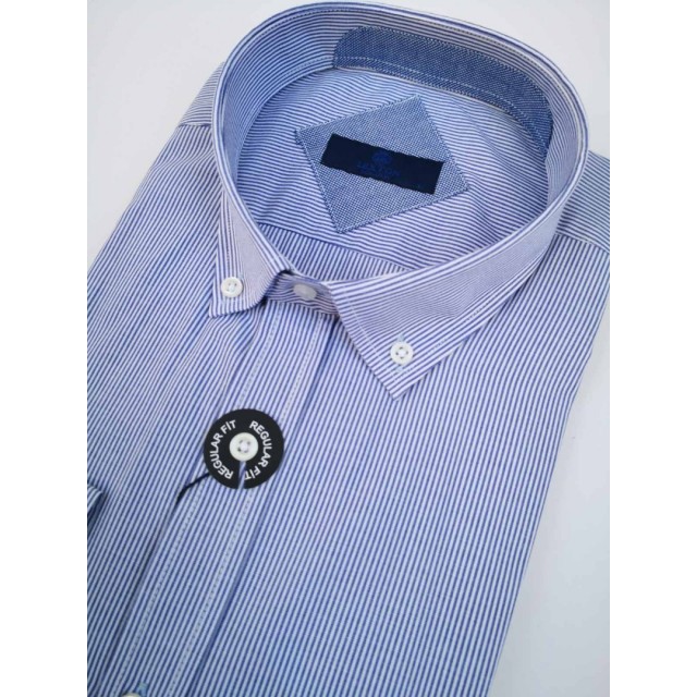 LEXTON Πουκάμισο με ρίγες μπλέ