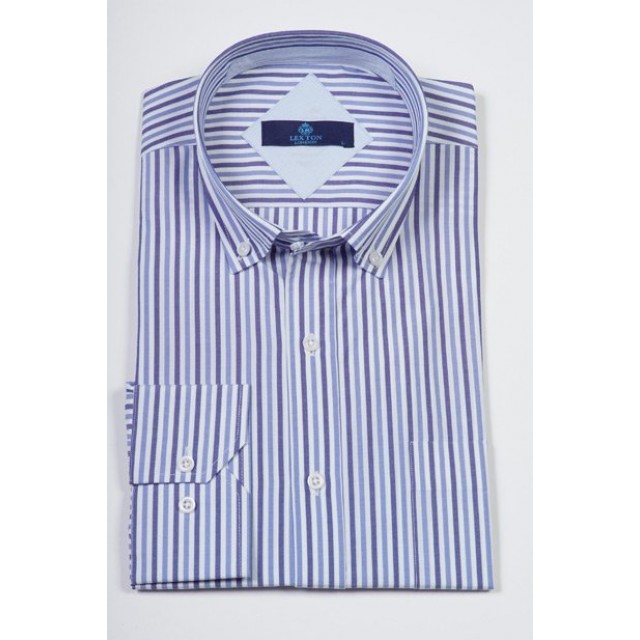 LEXTON Πουκάμισο με ρίγες μπλέ