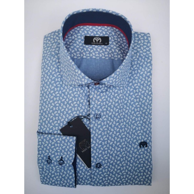 MAKIS TSELIOS Πουκάμισο Μικροσχέδιο Σιέλ 