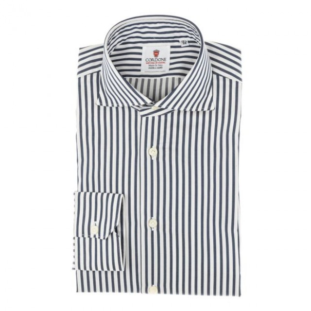 CORDONE Shirt pin stripe blue