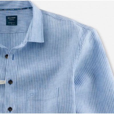 OLYMP Shirt linen Light Blue