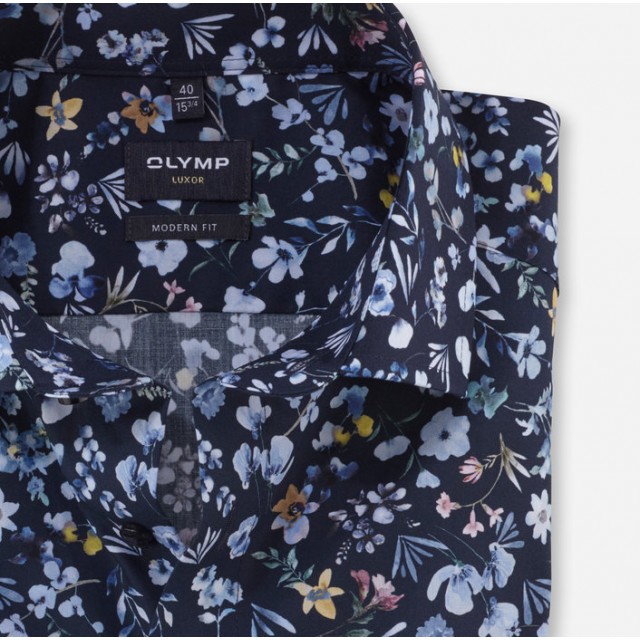 OLYMP ΠΟΥΚΑΜΙΣΟ MODERN FIT ΜΠΛΕ ΦΛΟΡΑΛ