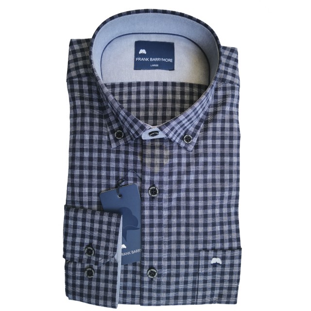 ΠΟΥΚΑΜΙΣΟ ΜΠΛΕ/ΓΚΡΙ FRANK BARRYMORE 