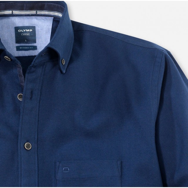 ΠΟΥΚΑΜΙΣΟ CASUAL ΦΑΝΕΛΑ ΜΠΛΕ OLYMP 