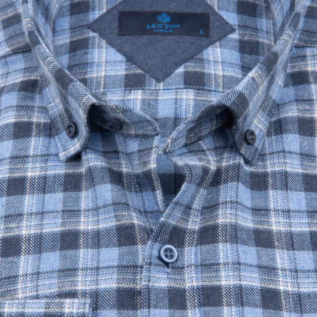 LEXTON Φανέλα Πουκάμισο Καρό Σιέλ 