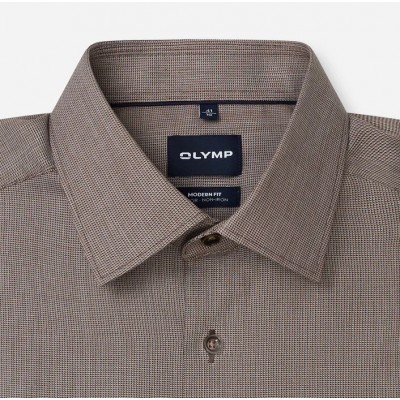 OLYMP ΠΟΥΚΑΜΙΣΟ MODERN FIT ΚΑΦΕ