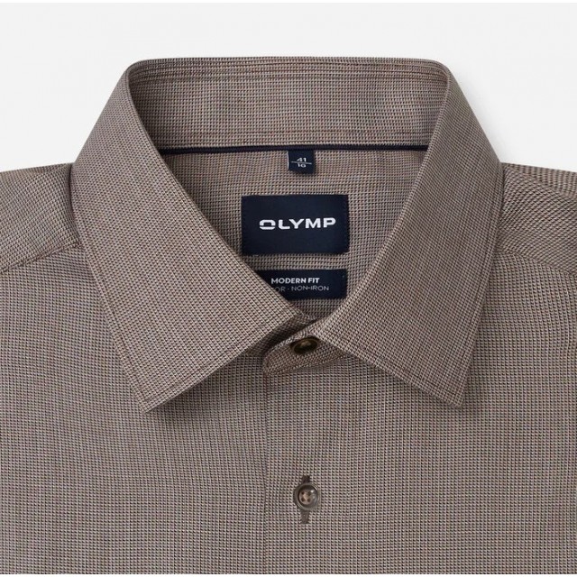 OLYMP ΠΟΥΚΑΜΙΣΟ MODERN FIT ΚΑΦΕ