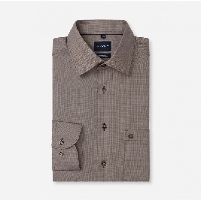 OLYMP ΠΟΥΚΑΜΙΣΟ MODERN FIT ΚΑΦΕ