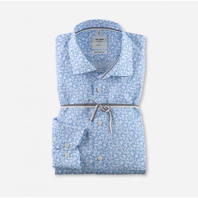 OLYMP Level Five Body Fit πουκάμισο με μοτίβο λουλούδια Σιέλ