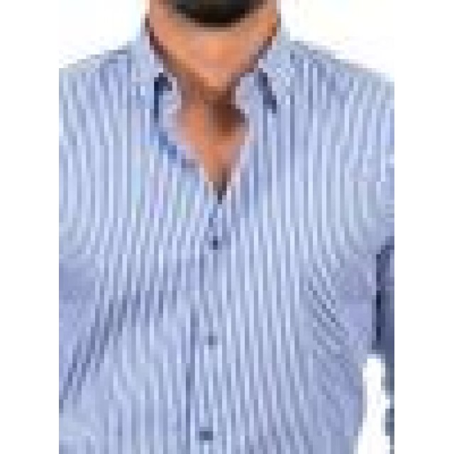 D-ZINE  Πουκάμισο Ριγέ Μπλέ