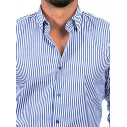 D-ZINE  Πουκάμισο Ριγέ Μπλέ