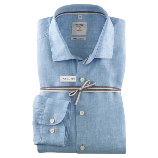 OLYMP Πουκάμισο Level Five Smart Business Body Fit σιέλ