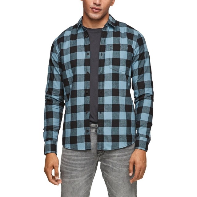 S.OLIVER Πουκάμισο Καρό  Μπλέ