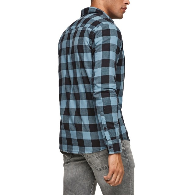 S.OLIVER Πουκάμισο Καρό  Μπλέ