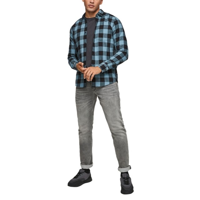 S.OLIVER Πουκάμισο Καρό  Μπλέ