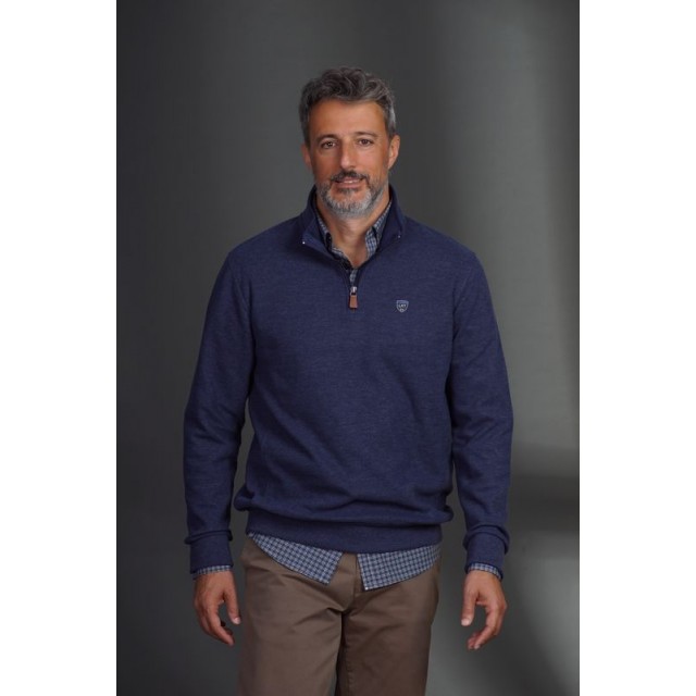 LEXTON Μπλούζα με Φερμουάρ Μπλέ Indigo