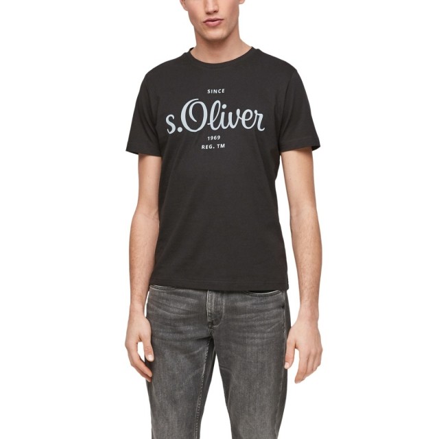 S.Oliver T-Shirt logo Μαύρο