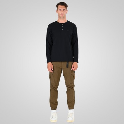 DOUBLE T-SHIRT HENLEY BLACK