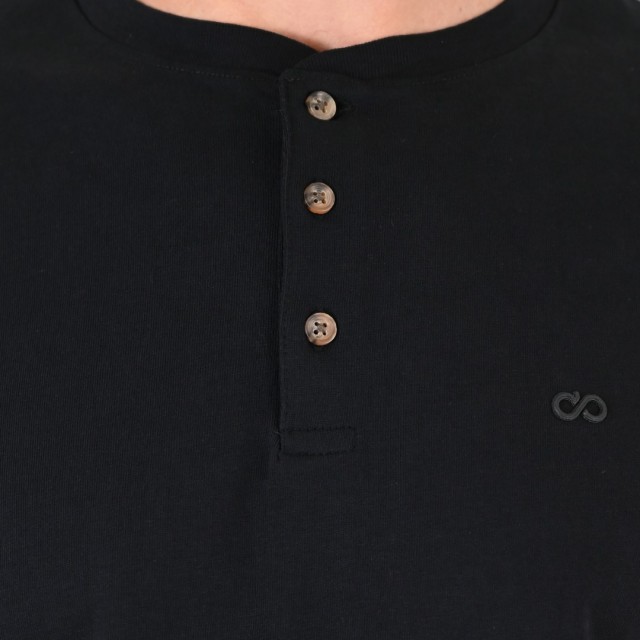 DOUBLE T-SHIRT HENLEY BLACK