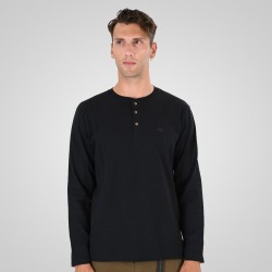 DOUBLE T-SHIRT HENLEY BLACK