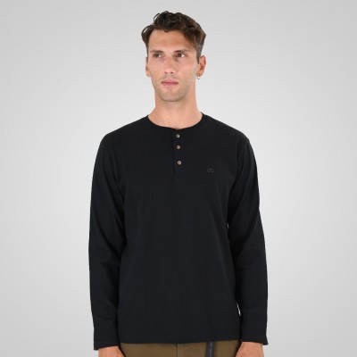 DOUBLE T-SHIRT HENLEY BLACK