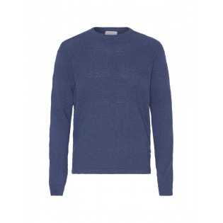 MARCUS KNITTED NECK CUT TOP DENIM MIX