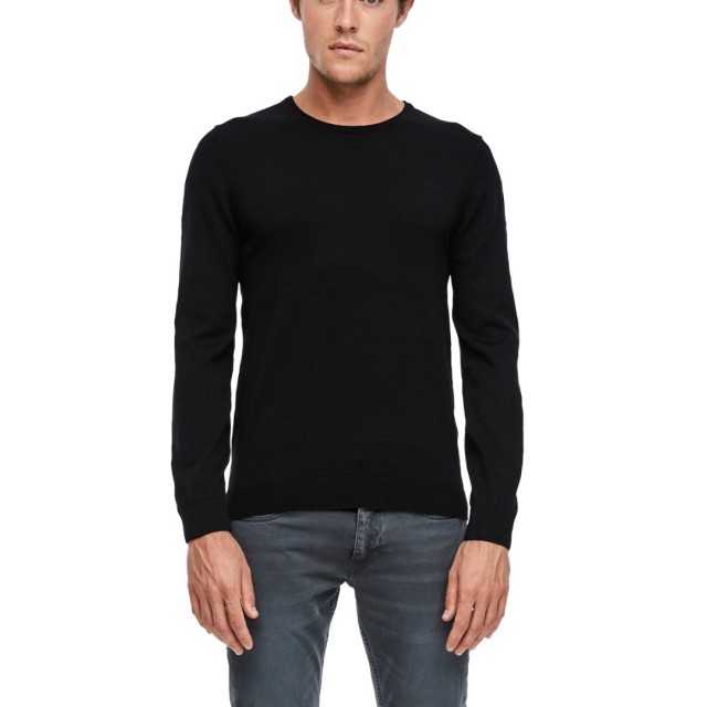 S.OLIVER knitted sweater roundnek, color black
