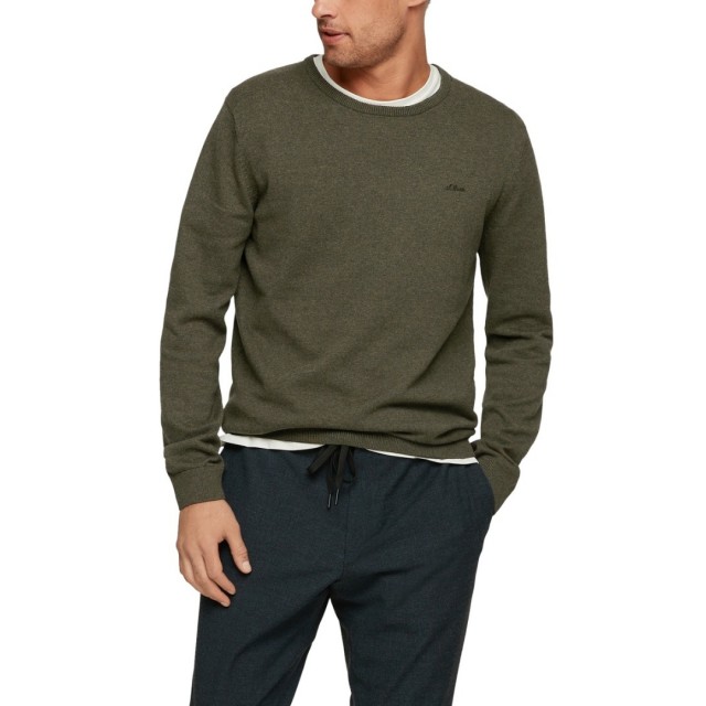 S.OLIVER knitted sweater  roundnek, khaki color