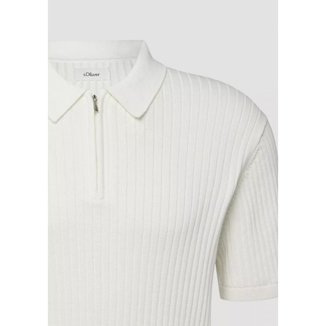 S.OLIVER KNIT POLO SHIRT ECRU