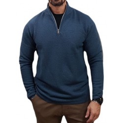 MARCUS Sweater With Zipper Blue Navy 