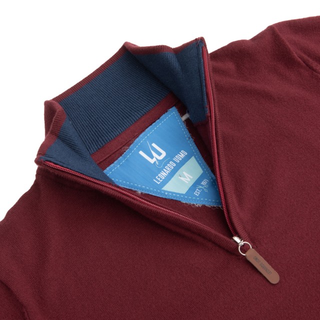 LEONARDO Πλεκτό Zip Μπορντό