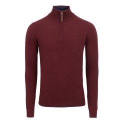 LEONARDO Πλεκτό Zip Μπορντό