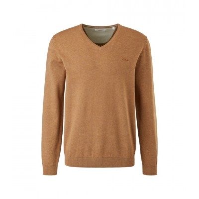 S.OLIVER knitted sweater V neck, camel 