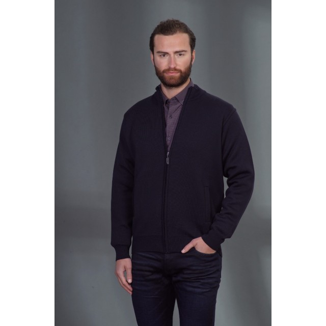 LEXTON Cardigan with with zip Blue